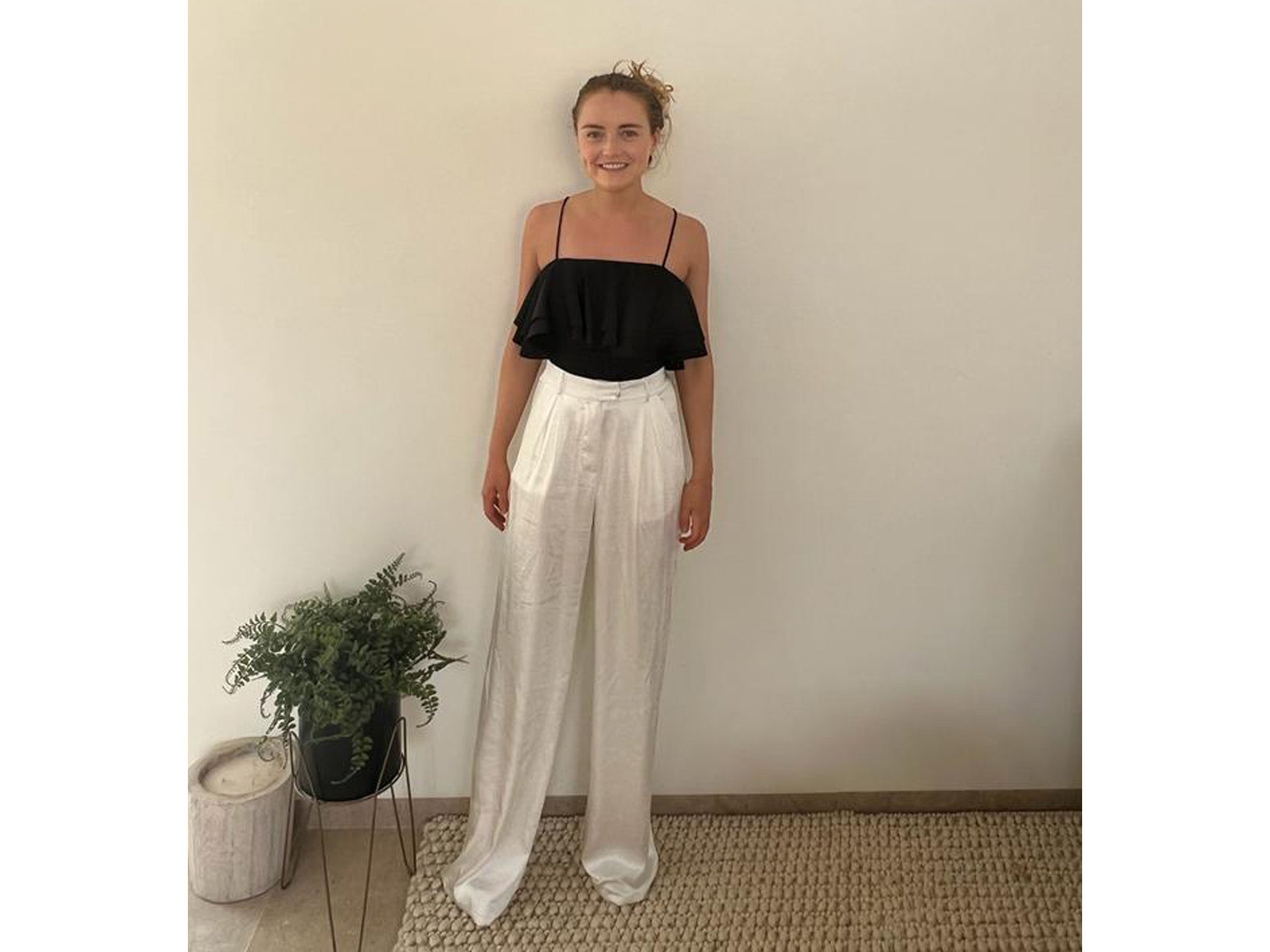 White linen best sale wide leg pants